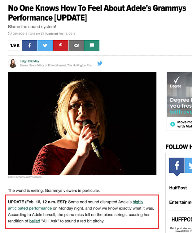 Adele Performance Update