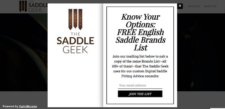 The Saddle Geek Exit Intent Popup
