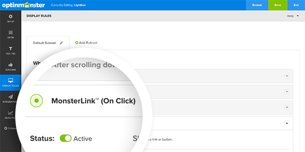 Enable MonsterLink loading for your campaign in the Display Rules panel.