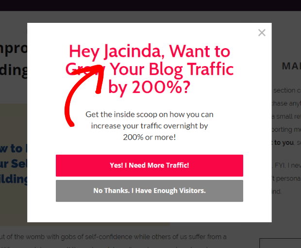 exit popup hacks personalization example