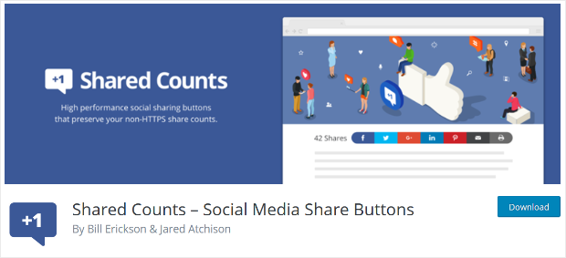 shared counts social media sharing button plugin