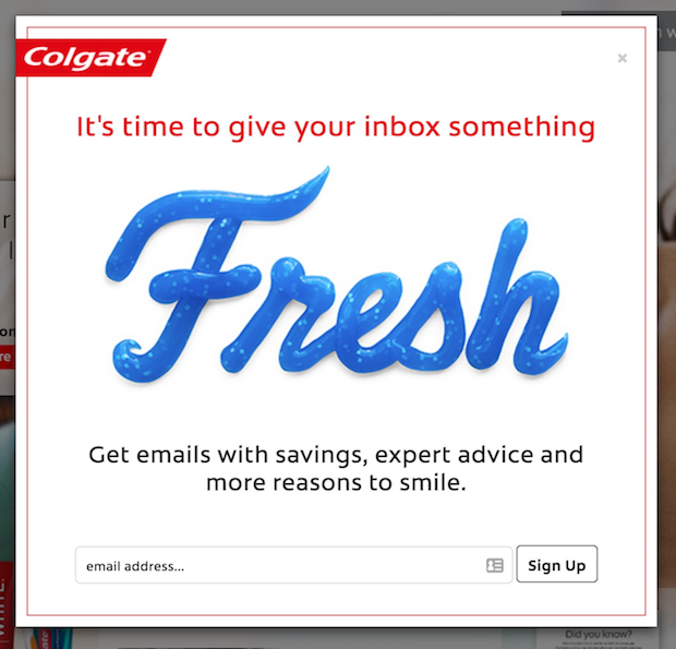 colgate popup