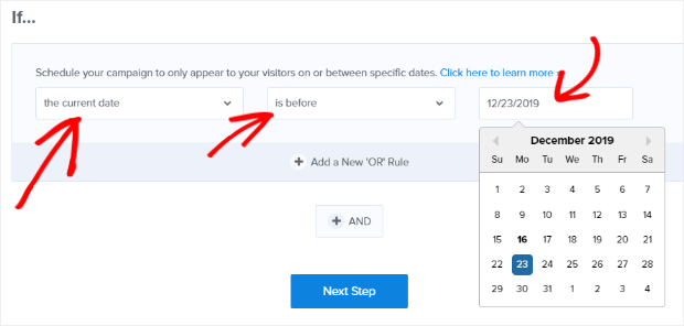 choose end date for campaign