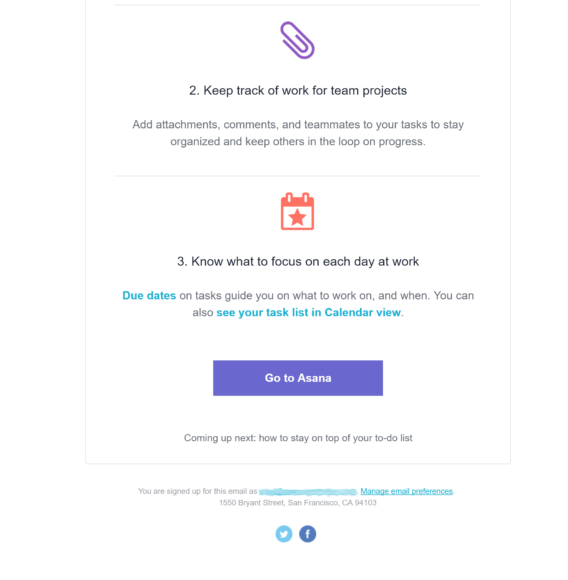 welcome email examples - asana