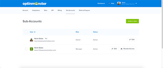 Sub-Account-Menu