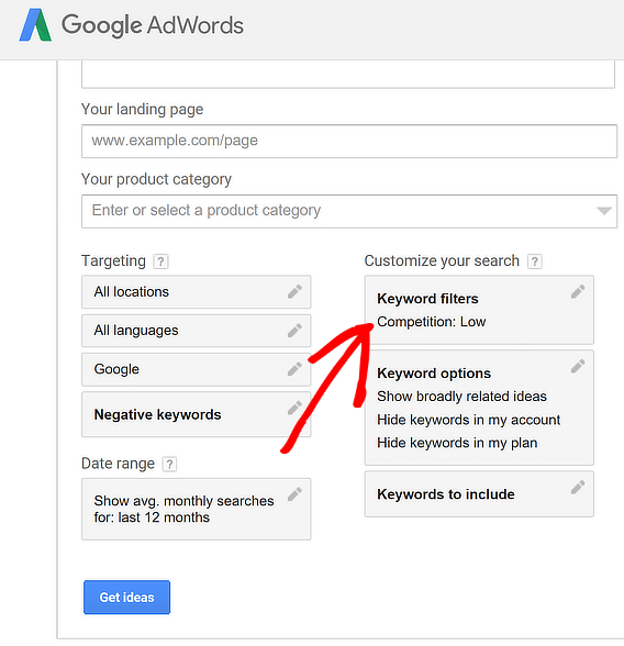 ferramentas de pesquisa de palavras-chave do adwords baixa concorrência