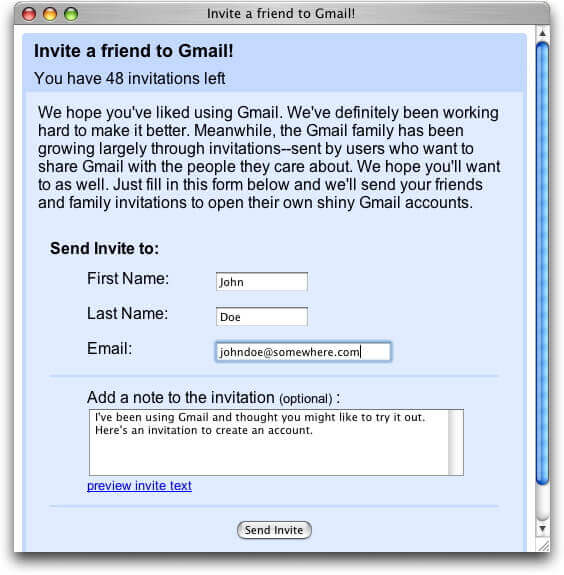 6个gmail邀请推荐给朋友