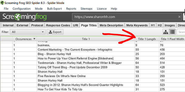 seo audit page titles with screaming frog
