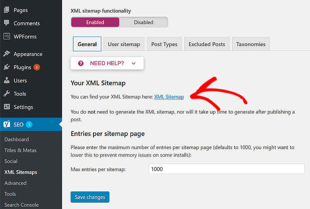 seo audit tools - yoast seo sitemap