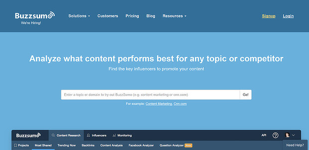 buzzsumo content marketing tool