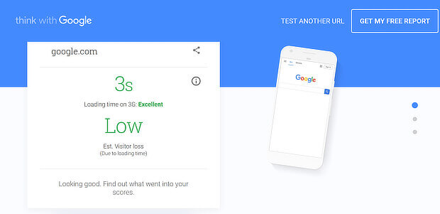 relatório de velocidade da página do Google para celular
