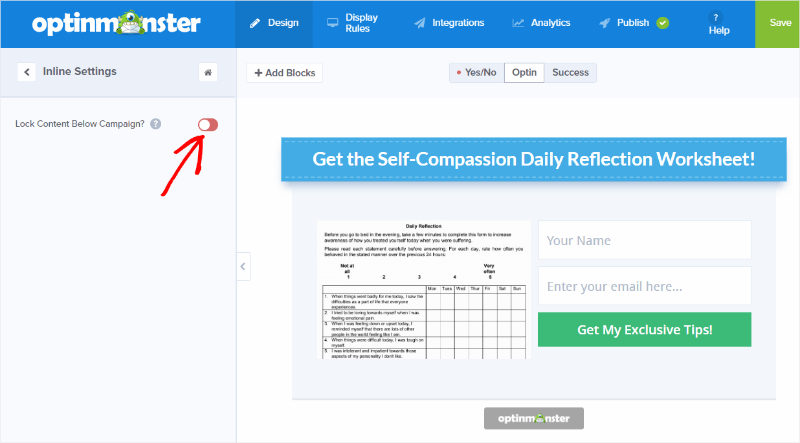 optinmonster content locking option