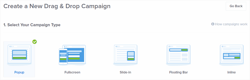 optinmonster campaign types