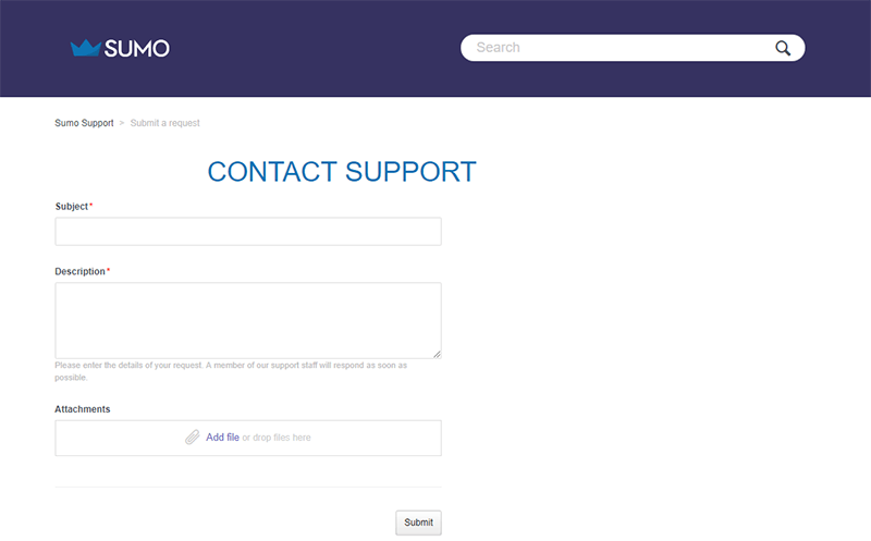 sumo open a support ticket