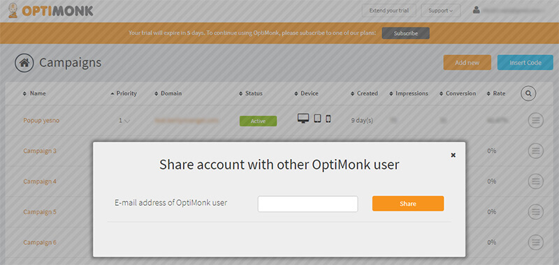 optimonk account sharing