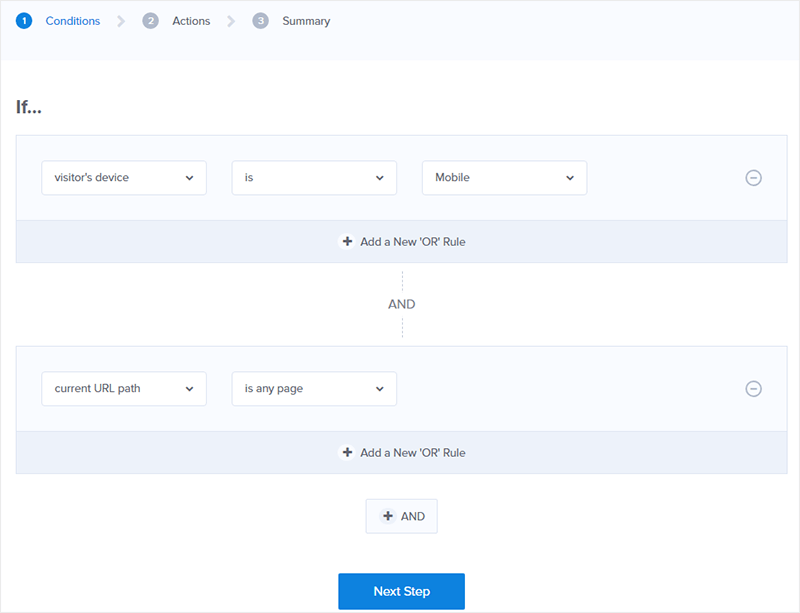 optinmonster device based targeting rules