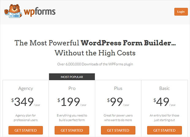 wpforms optimized pricing page