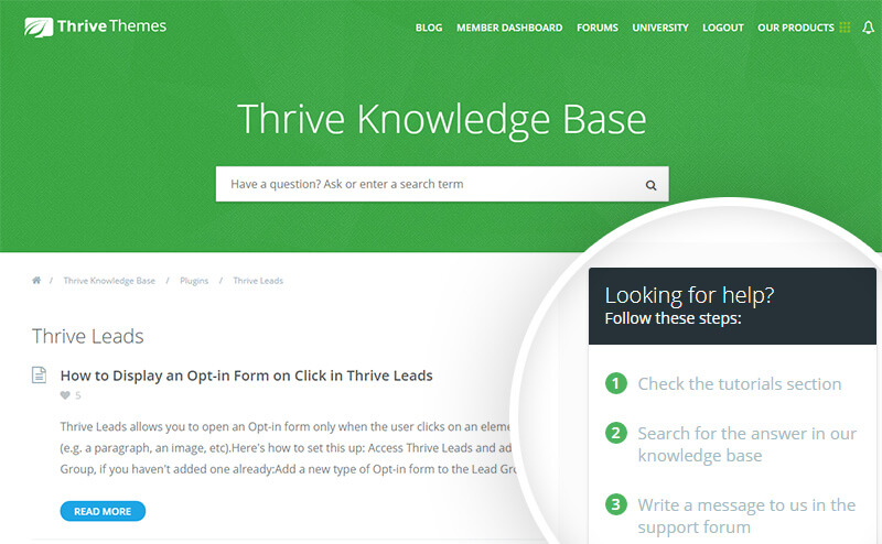 thrive leads knowledgebase
