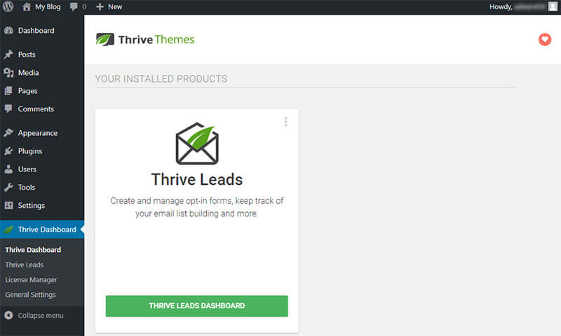 thrive leads wordpress dashboard
