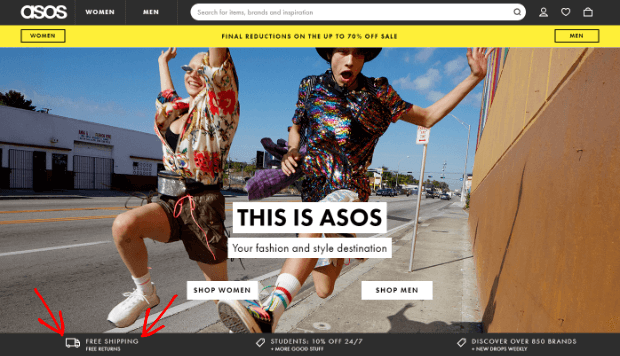 asos offering free shipping