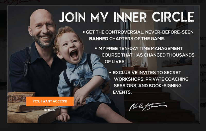 How NeilStrauss.com Increased Conversions 125% Using Exit-Intent Optins