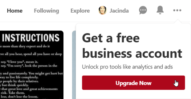 business_account_upgrade - OptinMonster pinterest business account upgrade