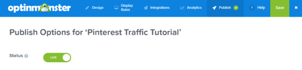 publish_pinterest_traffic - OptinMonster save and publish