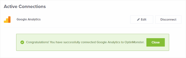 Successfully connected to Google Analytics