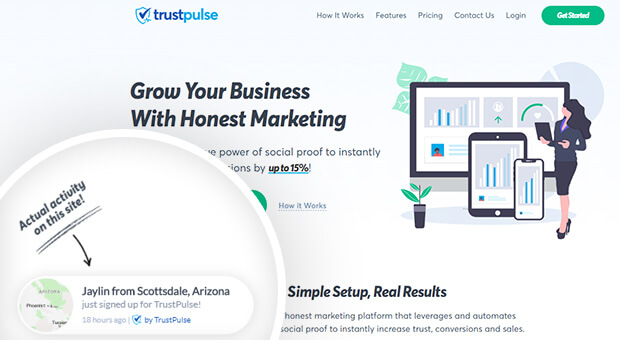 trustpulse social proof example