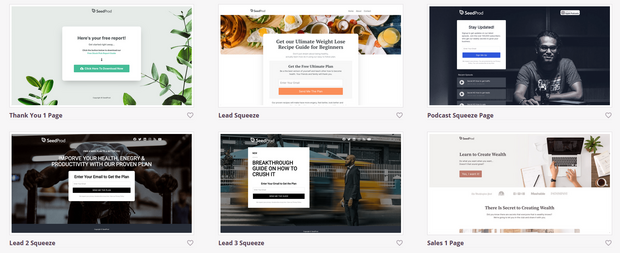 landing page templates from seedprod