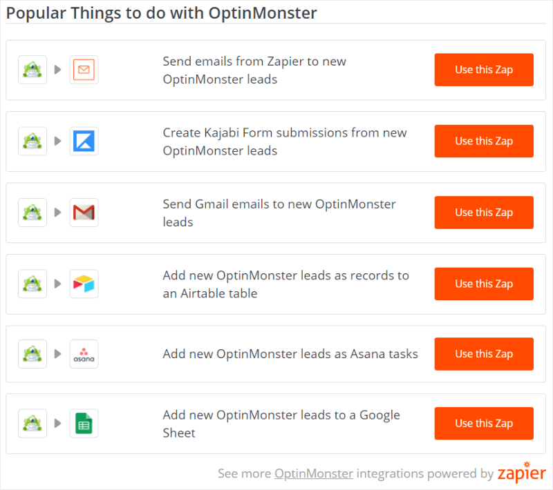 zapier-optinmonster - OptinMonster zapier and optinmonster integration