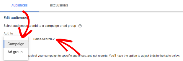 google-ads-select-campaign-ad-group - OptinMonster select campaign ad group