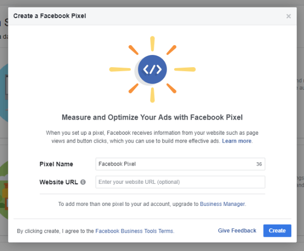 nominare e creare il pixel di Facebook