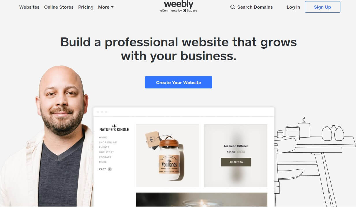 Weebly low cost or free website builder homepage