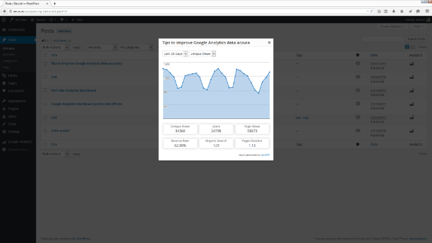 exactmetrics dashboard