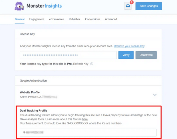 dual tracking with monsterinsights