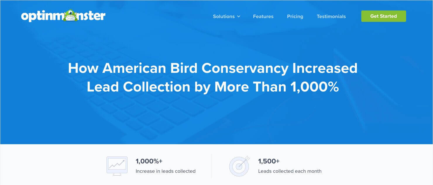 OptinMonster case study titled, "How American Bird Conservancy Increased Lead Collection by More Than 1,000%"