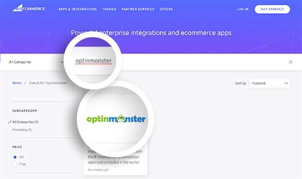 OptinMonster App for BigCommerce in the App Marketplace