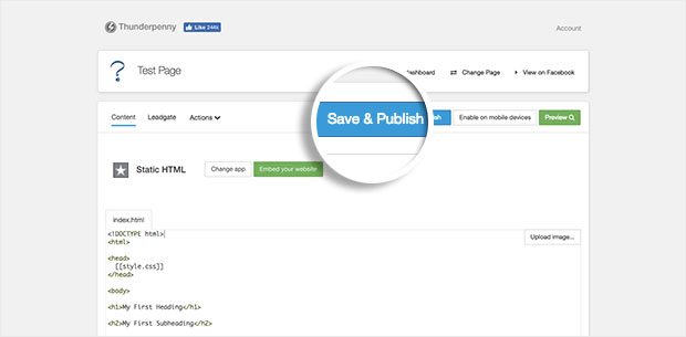 facebook tab save and publish