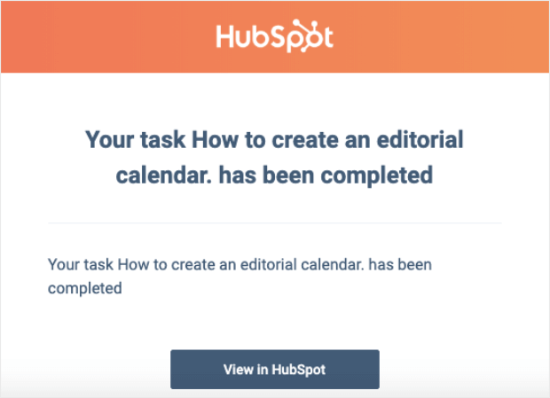 hubspot task completed email notification