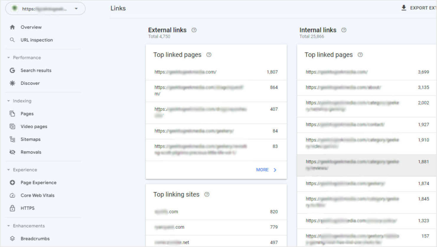 GSC Links Report