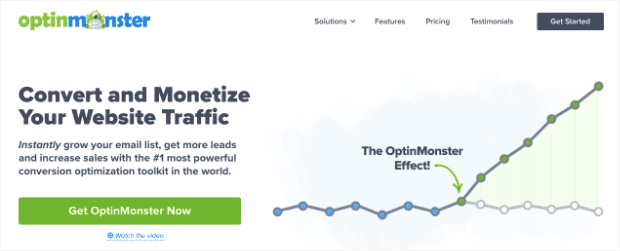 optinmonster homepage as the first step on how to create an email newsletter