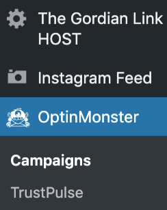 OptinMonster plugin lefthand side menu
