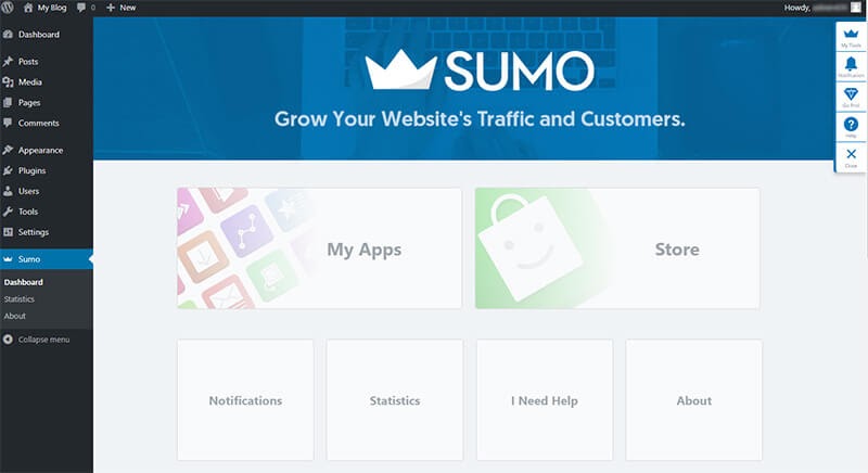 sumo wordpress dashboard