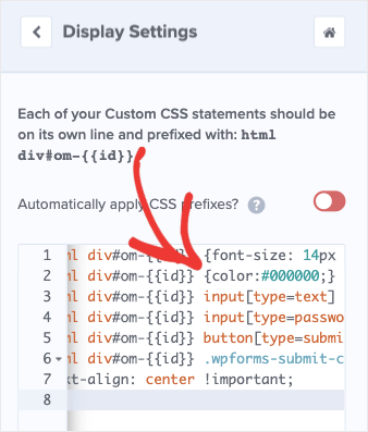 Change font-size and color for CSS code