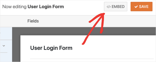Click Embed to get the shortcode in WPForms min