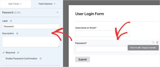 Click on the password field to add forgotten password option min