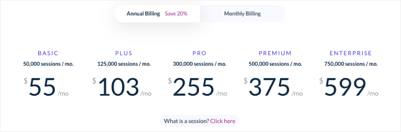 Sleeknote pricing page