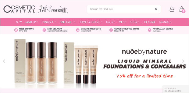 Cosmetic Captial homepage