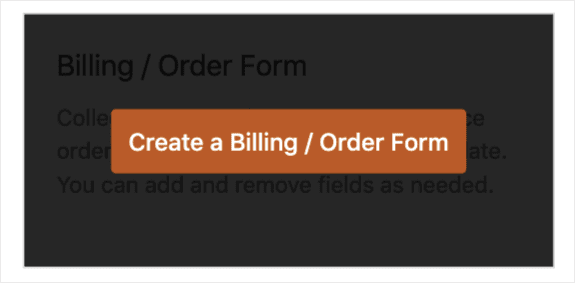Create a Billing Order Form